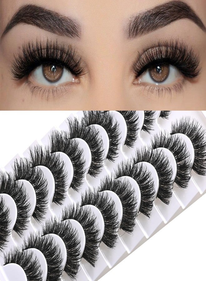 FARRED Mink Lashes False Eyelashes Cat Eye Lashes Wispy Mink Eye Lash Fluffy Eyelash Natural Look 10 Pairs Fake Lashes Pack Volume Lash Strips Pestañas (Z09|10-15MM) - Image 1
